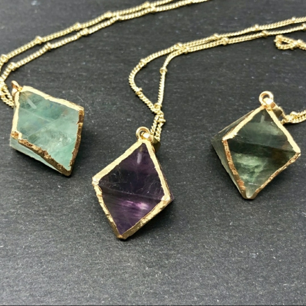 Estrella&Luna Bohi Fluorite 14K Gold Necklace- 26"